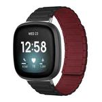 For Fitbit Versa 4 / 3 / Sense 2 / Sense xDfind I-shaped Magnetic Silicone Watch Band(Black Wine Red)