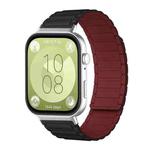 For Huawei Watch Fit4 / Fit4 Pro / Fit3 xDfind I-shaped Magnetic Silicone Watch Band(Black Wine Red)