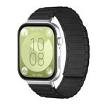 For Huawei Watch Fit4 / Fit4 Pro / Fit3 xDfind I-shaped Magnetic Silicone Watch Band(Black)