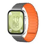 For Huawei Watch Fit4 / Fit4 Pro / Fit3 xDfind I-shaped Magnetic Silicone Watch Band(Grey Orange)