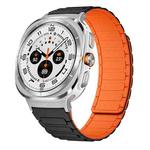 For Samsung Galaxy Watch Ultra / Ultra 2025 xDfind I-shaped Magnetic Silicone Watch Band(Black Orange)