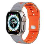 For Apple Watch 46mm / 49mm / 45mm / 44mm I-Shape Two-color Liquid Silicone Watch Band(Grey Orange)