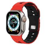 For Apple Watch 46mm / 49mm / 45mm / 44mm I-Shape Two-color Liquid Silicone Watch Band(Red Black)