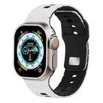 For Apple Watch 46mm / 49mm / 45mm / 44mm I-Shape Two-color Liquid Silicone Watch Band(White Black)