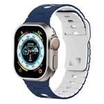 For Apple Watch 46mm / 49mm / 45mm / 44mm I-Shape Two-color Liquid Silicone Watch Band(Midnight Blue White)