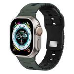 For Apple Watch 46mm / 49mm / 45mm / 44mm I-Shape Two-color Liquid Silicone Watch Band(Army Green Black)