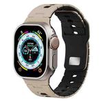 For Apple Watch 46mm / 49mm / 45mm / 44mm I-Shape Two-color Liquid Silicone Watch Band(Walnut Black)