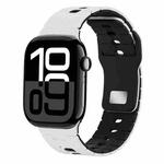 For Apple Watch 42mm / 41mm / 40mm / 38mm I-Shape Two-color Liquid Silicone Watch Band(White Black)