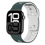 For Apple Watch 42mm / 41mm / 40mm / 38mm I-Shape Two-color Liquid Silicone Watch Band(Dark Green White)