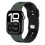 For Apple Watch 42mm / 41mm / 40mm / 38mm I-Shape Two-color Liquid Silicone Watch Band(Army Green Black)