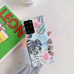 For Samsung Galaxy Note 20 Ultra Laser Flowers Pattern TPU Protective Case(Grey Background Watercolor Pink Flowers)