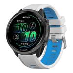 For Garmin Forerunner 970 Two Color Steel Buckle Silicone Watch Band(White Blue)