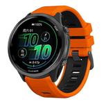 For Garmin Forerunner 970 Two Color Steel Buckle Silicone Watch Band(Orange Black)