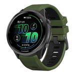 For Garmin Forerunner 970 Two Color Steel Buckle Silicone Watch Band(Army Green Black)