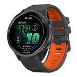For Garmin Forerunner 970 Two Color Steel Buckle Silicone Watch Band(Charcoal Orange)