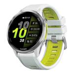 For Garmin Forerunner 970 Two Color Steel Buckle Silicone Watch Band(Whie Cyan)