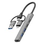 USB / Type-C / 8 Pin to 3.5mm, PD, 2 x USB, Type-C HUB Adapter 5 in 1 Docking Station(Grey)