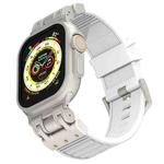 For Apple Watch 46mm / 49mm / 45mm / 44mm Mecha Stripe Texture Silicone Watch Band(White)