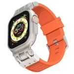 For Apple Watch 46mm / 49mm / 45mm / 44mm Mecha Stripe Texture Silicone Watch Band(Orange)