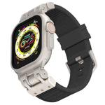 For Apple Watch 46mm / 49mm / 45mm / 44mm Mecha Stripe Texture Silicone Watch Band(Black)