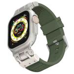 For Apple Watch 46mm / 49mm / 45mm / 44mm Mecha Stripe Texture Silicone Watch Band(Green)