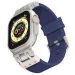 For Apple Watch 46mm / 49mm / 45mm / 44mm Mecha Stripe Texture Silicone Watch Band(Midnight Blue)