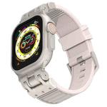 For Apple Watch 46mm / 49mm / 45mm / 44mm Mecha Stripe Texture Silicone Watch Band(Starlight)