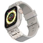 For Apple Watch 46mm / 49mm / 45mm / 44mm Mecha Stripe Texture Silicone Watch Band(Cloudy Gray)