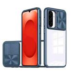 For Samsung Galaxy A26 5G Clear Acrylic + PC + TPU Lens Sliding Cover Full Coverage Phone Case(Navy Blue)