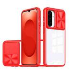 For Samsung Galaxy A26 5G Clear Acrylic + PC + TPU Lens Sliding Cover Full Coverage Phone Case(The Chinese Red)