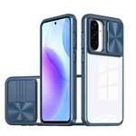 For Samsung Galaxy A56 5G / A36 5G Clear Acrylic + PC + TPU Lens Sliding Cover Full Coverage Phone Case(Navy Blue)