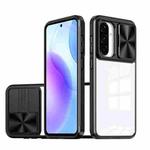 For Samsung Galaxy A56 5G / A36 5G Clear Acrylic + PC + TPU Lens Sliding Cover Full Coverage Phone Case(Black)