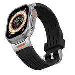 For Apple Watch 46mm / 49mm / 45mm / 44mm Tuobuzhe Oval Holes Silicone Watch Band(Black)