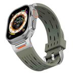For Apple Watch 42mm / 41mm / 40mm / 38mm Tuobuzhe Oval Holes Silicone Watch Band(Forest Green)