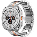 For Samsung Galaxy Watch8 / 8 Classic xDfind Butterfly Buckle Stainless Steel Watch Band(Silver Orange)