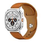 For Samsung Galaxy Watch Ultra / Ultra 2025 xDfind Rivet Buckle Genuine Leather Watch Band(Brown White Thread)
