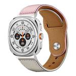 For Samsung Galaxy Watch Ultra / Ultra 2025 xDfind Rivet Buckle Genuine Leather Watch Band(Pink White)