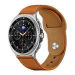 For Samsung Galaxy Watch8 / 8 Classic xDfind Rivet Buckle Genuine Leather Watch Band(Brown White Thread)