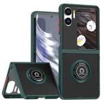 For OPPO Find N2 Flip Q Shadow 1 Series TPU + PC Phone Case with Ring(Dark Green)