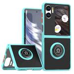 For OPPO Find N2 Flip Q Shadow 1 Series TPU + PC Phone Case with Ring(Sky Blue)