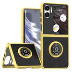 For OPPO Find N2 Flip Q Shadow 1 Series TPU + PC Phone Case with Ring(Yellow)