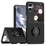 For OPPO Find N2 Flip Q Shadow 1 Series TPU + PC Phone Case with Ring(Black+Black)