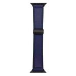 For Apple Watch 46mm / 49mm / 45mm / 44mm Nappa Magnetic Buckle Leather Silicone Watch Band(Midnight Blue)