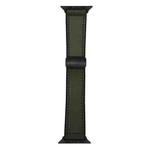 For Apple Watch 46mm / 49mm / 45mm / 44mm Nappa Magnetic Buckle Leather Silicone Watch Band(Army Green)