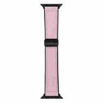 For Apple Watch 46mm / 49mm / 45mm / 44mm Nappa Magnetic Buckle Leather Silicone Watch Band(Pink)