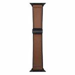 For Apple Watch 46mm / 49mm / 45mm / 44mm Nappa Magnetic Buckle Leather Silicone Watch Band(Brown)