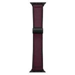 For Apple Watch 46mm / 49mm / 45mm / 44mm Nappa Magnetic Buckle Leather Silicone Watch Band(Wine Red)