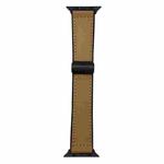 For Apple Watch 42mm / 41mm / 40mm / 38mm Nappa Magnetic Buckle Leather Silicone Watch Band(Light Brown)