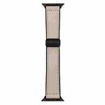 For Apple Watch 42mm / 41mm / 40mm / 38mm Nappa Magnetic Buckle Leather Silicone Watch Band(Apricot)