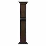 For Apple Watch 42mm / 41mm / 40mm / 38mm Nappa Magnetic Buckle Leather Silicone Watch Band(Dark Brown)